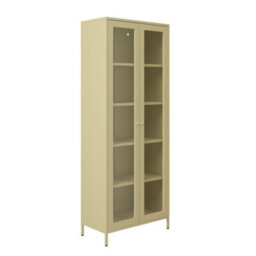 Wyld Haus Barla Beige Steel Display Cabinet With 2 Glass Doors, 1800 X 700 X 350 mm - thumbnail 3