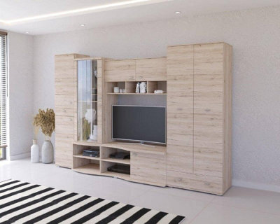 Arte Elegant San Remo Oak Entertainment Unit H2020mm W3050mm D590mm - Perfect For Tvs Up To 49 - image 1
