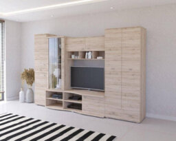 Arte Elegant San Remo Oak Entertainment Unit H2020mm W3050mm D590mm - Perfect For Tvs Up To 49
