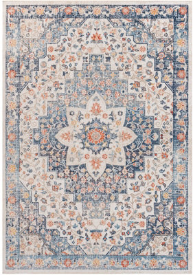 Livabliss Huntington Beach-Vintage Blue Beige Orange In- & Outdoor Rug 120 X 170 Cm Easy Care, Non Shedding - image 1