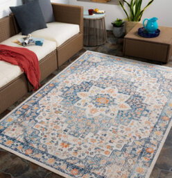 Livabliss Huntington Beach-Vintage Blue Beige Orange In- & Outdoor Rug 120 X 170 Cm Easy Care, Non Shedding - thumbnail 2