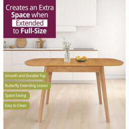 Dining Table, Small Butterfly Leaf Extendable Table, Kitchen Table In Light Oak - thumbnail 4