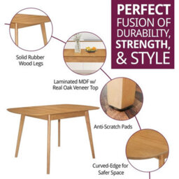 Dining Table, Small Butterfly Leaf Extendable Table, Kitchen Table In Light Oak - thumbnail 3