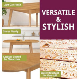 Dining Table, Small Butterfly Leaf Extendable Table, Kitchen Table In Light Oak - thumbnail 5