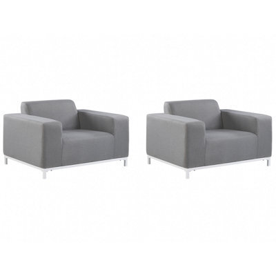 Beliani Set Of 2 Garden Armchairs Rovigo Fabric Grey - image 1