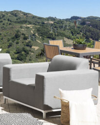 Beliani Set Of 2 Garden Armchairs Rovigo Fabric Grey - thumbnail 2