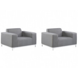 Beliani Set Of 2 Garden Armchairs Rovigo Fabric Grey