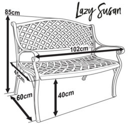 Lazy Susan Jasmine Garden Bench, 2 Seater Bench, Cast Aluminium Bench, 102Cm Wide Metal Bench - thumbnail 9