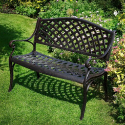 Lazy Susan Jasmine Garden Bench, 2 Seater Bench, Cast Aluminium Bench, 102Cm Wide Metal Bench - thumbnail 2
