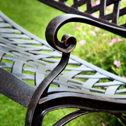 Lazy Susan Jasmine Garden Bench, 2 Seater Bench, Cast Aluminium Bench, 102Cm Wide Metal Bench - thumbnail 3
