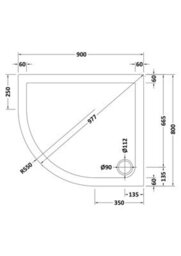Hudson Reed Pearlstone Left Hand Offset Quadrant Slimline Grey Slate Effect Textured Shower Tray, 900 X 800 X 40mm - thumbnail 3
