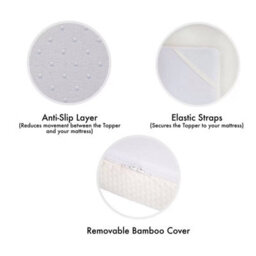 Xample Panda Bamboo Memory Foam Mattress Topper 5Cm Gel-Infused Orthopaedic Hydro Foam, Hypoallergenic Cover, Anti-Slip Base 5 Sizes - thumbnail 7