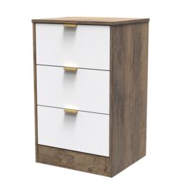 Nashville Ready Assembled Matt White & Oak 3 Drawer Wide Bedside Chest (H)726mm (W)450mm (D)395mm - thumbnail 2