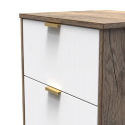 Nashville Ready Assembled Matt White & Oak 3 Drawer Wide Bedside Chest (H)726mm (W)450mm (D)395mm - thumbnail 3