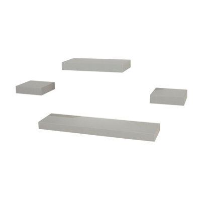Core Products Light Grey Floating Wall Shelves - 4-Piece Hudson Narrow Set For Display And Storage - image 1