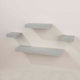 Core Products Light Grey Floating Wall Shelves - 4-Piece Hudson Narrow Set For Display And Storage - thumbnail 5