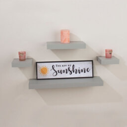 Core Products Light Grey Floating Wall Shelves - 4-Piece Hudson Narrow Set For Display And Storage - thumbnail 4