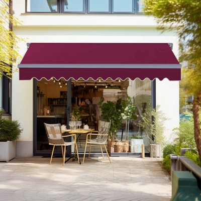 Sundaze Retractable 2M X 1.5M Awning Garden Canopy Outdoor Sun Shade Shelter With Fittings And Crank Handle Wine Red - image 1