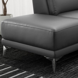 Valencia Pista Modern Top Grain Leather Reclining Sectional Left Hand Facing Chaise Sofa Grey Stainless Steel Legs - thumbnail 7