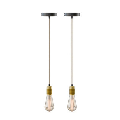 Ledsone 2 Pack Industrial Hemp Pendant Light E27 Base Ceiling Light 95Cm Adjustable Height For Living Room Bedroom - image 1