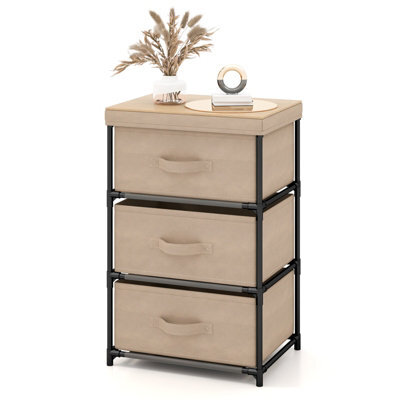 Costway 3 Chests Of Drawers 3-Tier Nightstand Organizer Fabric Dresser W/ Metal Frame - image 1