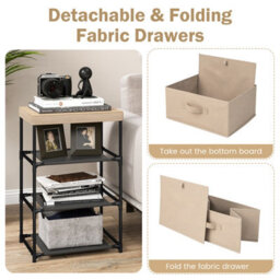 Costway 3 Chests Of Drawers 3-Tier Nightstand Organizer Fabric Dresser W/ Metal Frame - thumbnail 7
