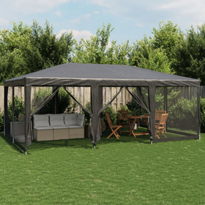 Walplus Party Tent Garden Gazebo Canopy With 10 Mesh Sidewalls Anthracite 6X4 M Hdpe - image 1