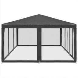 Walplus Party Tent Garden Gazebo Canopy With 10 Mesh Sidewalls Anthracite 6X4 M Hdpe - thumbnail 4