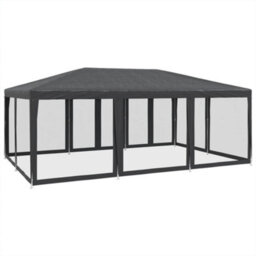 Walplus Party Tent Garden Gazebo Canopy With 10 Mesh Sidewalls Anthracite 6X4 M Hdpe - thumbnail 5