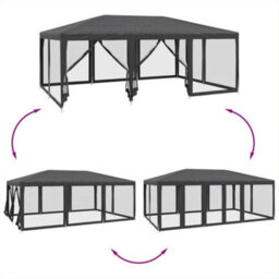 Walplus Party Tent Garden Gazebo Canopy With 10 Mesh Sidewalls Anthracite 6X4 M Hdpe - thumbnail 6
