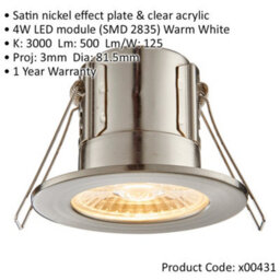 Tool-Less Recessed Bathroom Ip65 Downlight - 4W Warm White Led - Satin Nickel - thumbnail 2