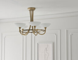 Anson Lighting Rowan Antique Brass And White Glass 3 Light Semi Flush Ceiling Fitting - thumbnail 4