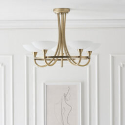 Anson Lighting Rowan Antique Brass And White Glass 3 Light Semi Flush Ceiling Fitting - thumbnail 2