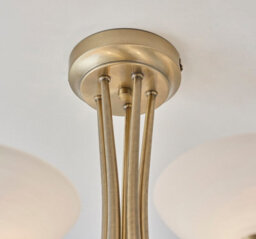 Anson Lighting Rowan Antique Brass And White Glass 3 Light Semi Flush Ceiling Fitting - thumbnail 5