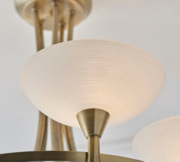 Anson Lighting Rowan Antique Brass And White Glass 3 Light Semi Flush Ceiling Fitting - thumbnail 6