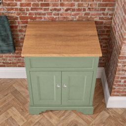 Homestylestore Pastel Green And Oak 645mm Bathroom Vanity Unit And Round Chrome Handles - thumbnail 2