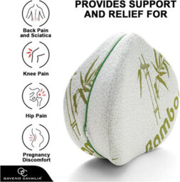 Gc Gaveno Cavailia Leg Knee Supprot Bamboo Memory Foam Pillow Leg Cushion Pregnancy Support Pillow With Cover & Eye Mask - thumbnail 2