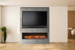 Acantha Athena Pre-Built Concrete Effect Fully Inset Media Wall With Tv & Media Recess - thumbnail 1