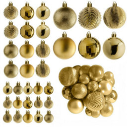 Neo Gold 36Pcs Christmas Tree Ornaments Set Baubles Glitter Balls Holiday Festive Decorations - thumbnail 6