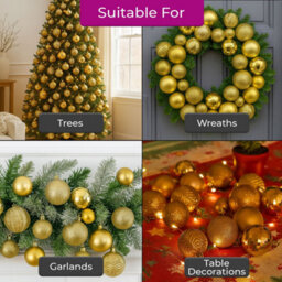 Neo Gold 36Pcs Christmas Tree Ornaments Set Baubles Glitter Balls Holiday Festive Decorations - thumbnail 3