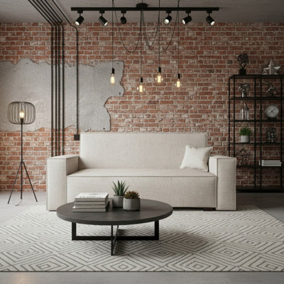 Viva Vox Iv Upholstered Sofa Bed For Living Room With Sleeping Function Storage Box Wooden Legs 192X88X102Cm Cream - image 1