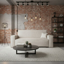 Viva Vox Iv Upholstered Sofa Bed For Living Room With Sleeping Function Storage Box Wooden Legs 192X88X102Cm Cream