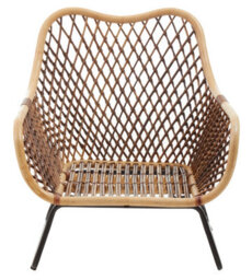 Orsina Brown Rattan Chair With Iron Base, Rattan Arm Chair, Rattan Dining Chair, Cane Arm Chair For Living Room - thumbnail 3