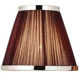 "8"" Luxury Round Tapered Lamp Shade Brown Pleated Organza Fabric & Bright Nickel"