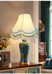 Handmade Victorian Cream Silk Lampshade Double Scallop Gold Trim Tassels 12 Inch - thumbnail 8