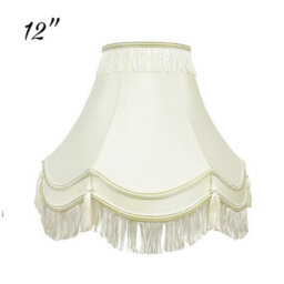 Handmade Victorian Cream Silk Lampshade Double Scallop Gold Trim Tassels 12 Inch
