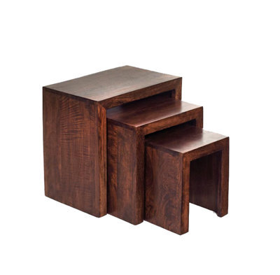 Loft Solid Dark Mango Wood Nest Of 3 Tables - image 1