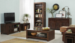 Loft Solid Dark Mango Wood Nest Of 3 Tables - thumbnail 5