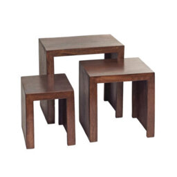 Loft Solid Dark Mango Wood Nest Of 3 Tables - thumbnail 6
