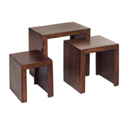 Loft Solid Dark Mango Wood Nest Of 3 Tables - thumbnail 4